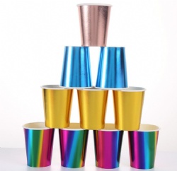 Gold Foil Drinking Cups for Cold Beverages, Party Decoration Supplies