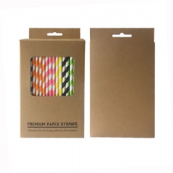 High Quality Disposable Biodegradable Drinking Hard Bright Striped Paper Straws For Juice Drinking