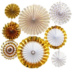 Paper Fan Set- golden foil