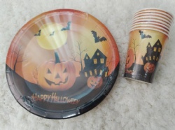 Paper cup and plate-Halloween