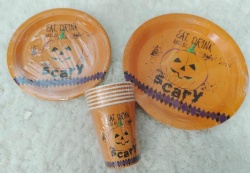 paper cup and plate set -halloween
