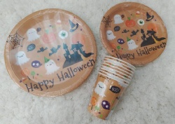 paper cup and plate set -halloween