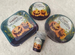 paper cup and plate set -halloween