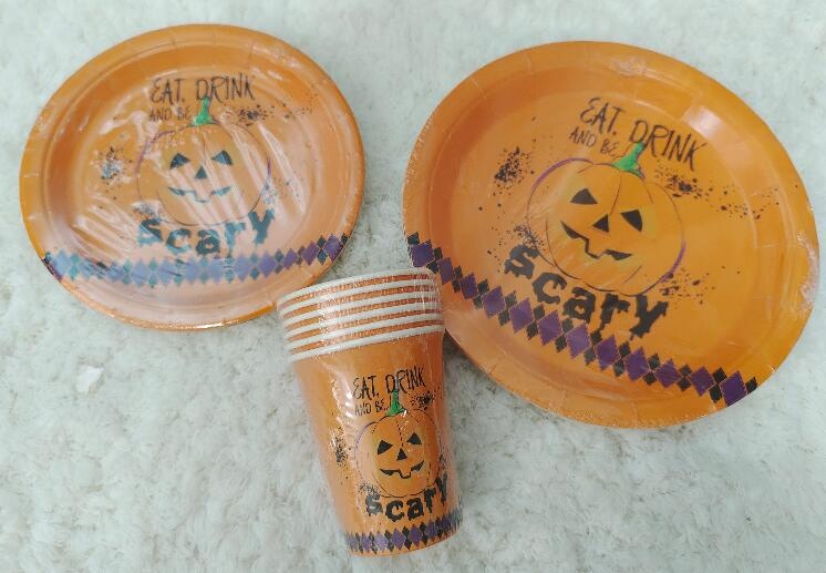 paper cup and plate set -halloween